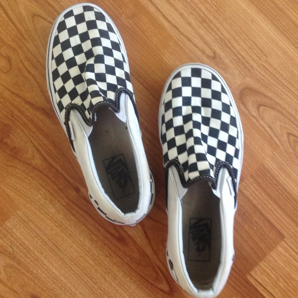 Checkered Vans slip ons women's size 8 slipons